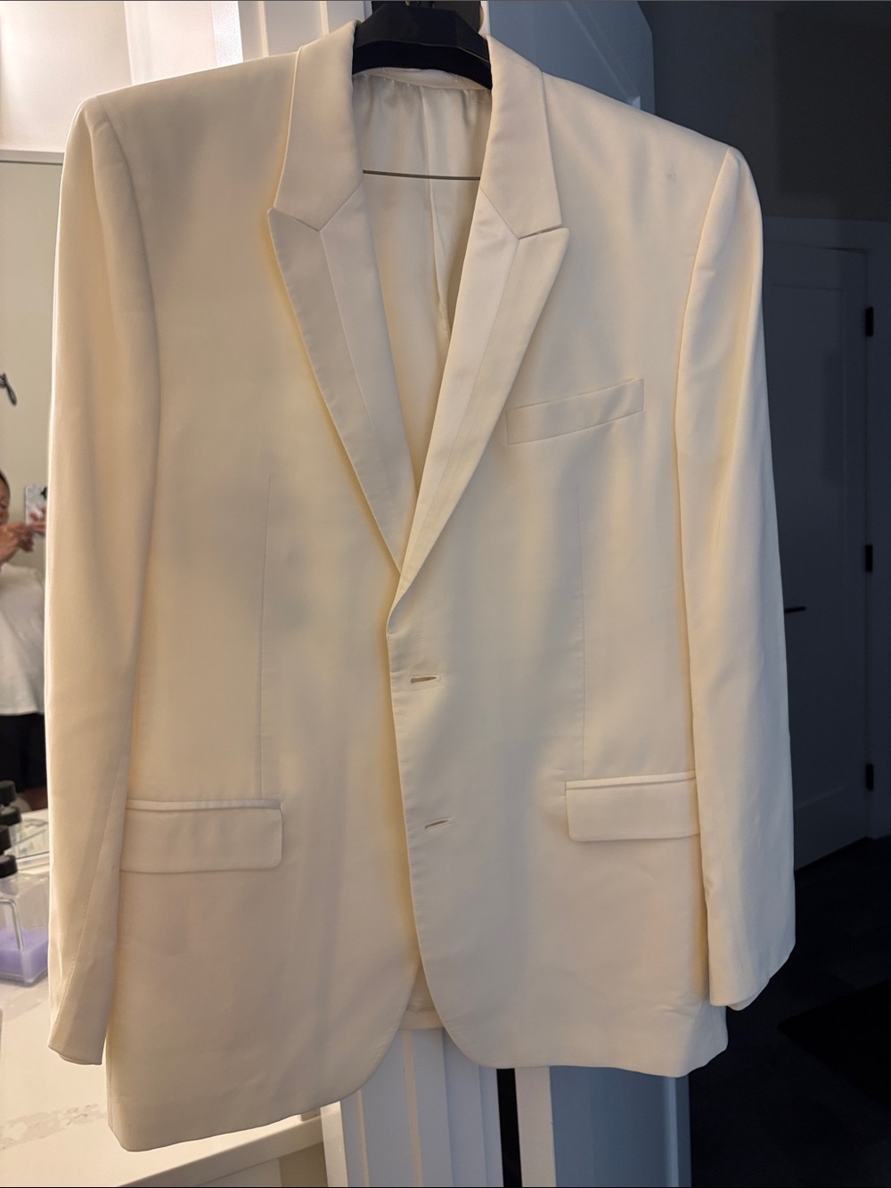 Versace Collection Cream Single-Button Tuxedo Jacket